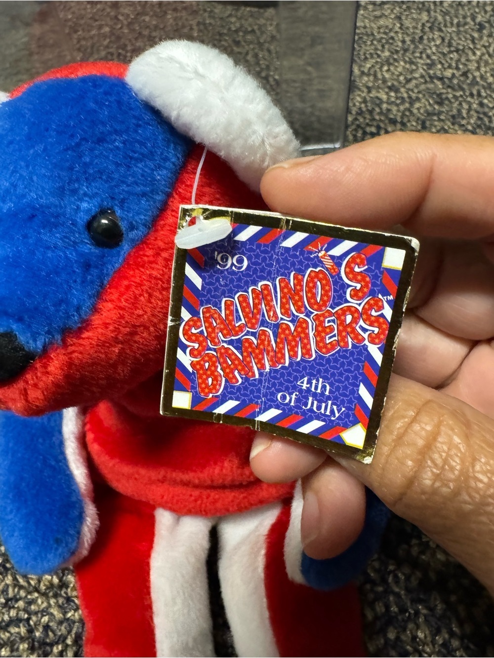💙Vintage💙 Salvino's Bammers 4th of July Mike Piazza #31 Beanbag Plush Bear - Picture 3 of 9